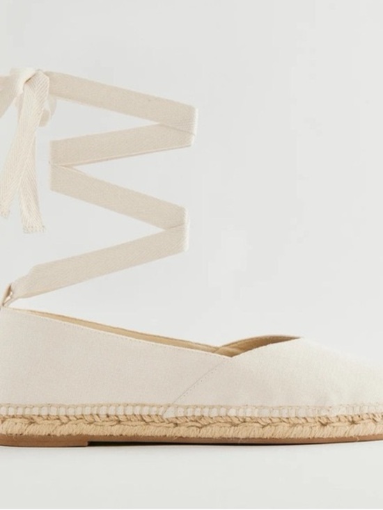 Reformation Shoes - Reformation Cream Lace-Up Espadrille Flats